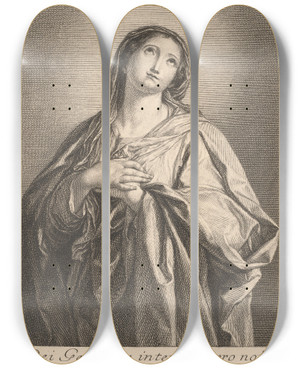 Triptych art skateboard deck of Giovanni Bottani The Virgin by Giovanni Bottani (1725-1804)