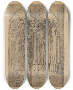 Triptych art skateboard deck of James Ensor De Geseling by James Ensor (1860-1949)