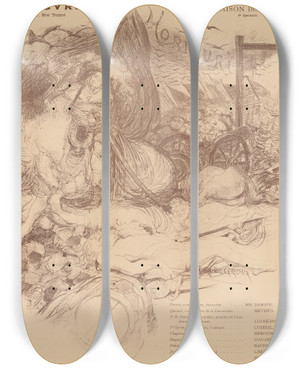 Triptych art skateboard deck of Henri De Groux Morituri by Henri de Groux (1867-1930)