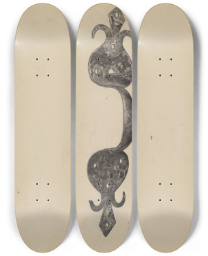 Triptych art skateboard deck of Mildred Ford Door Handle by Mildred Ford (20-)