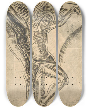 Triptych art skateboard deck of Lodewijk Schelfhout Christus Aan Het Kruis 2 by Lodewijk Schelfhout (1881-1943)
