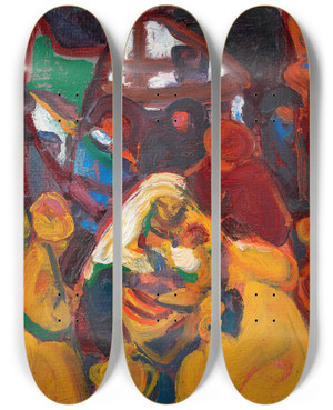 Triptych art skateboard deck of Adolf Hlzel The Three Kings by Adolf Holzel (1853-1934)