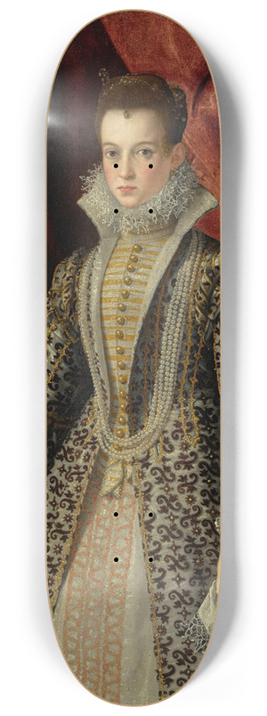 Jacopo Zucchi - Portrait Of A Young Lady In An Embroidered Dress And Pearls 8.25 inch art skate deck