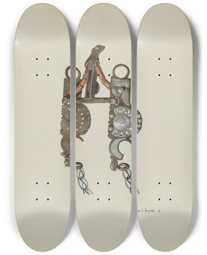 Triptych art skateboard deck of Arthur P Reynolds Bit_8 by Arthur P Reynolds