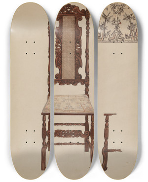 Triptych art skateboard deck of Nicholas Gorid Side Chair_1 by Nicholas Gorid (20-)