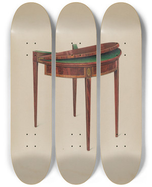 Triptych art skateboard deck of Harry Eisman Card Table_1 by Harry Eisman