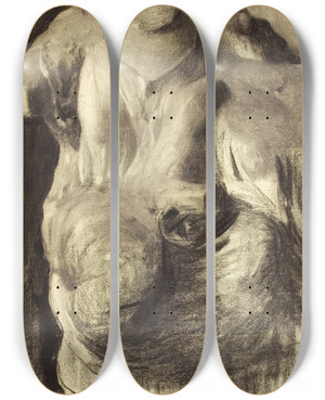 Triptych art skateboard deck of Thomas Pollock Anshutz Cast Study Draped Torso by Thomas Pollock Anshutz (1851-1912)