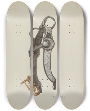 Triptych art skateboard deck of Arthur P Reynolds Bit_4 by Arthur P Reynolds