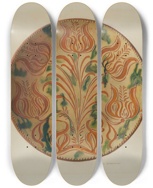 Triptych art skateboard deck of Carl Strehlau Pa German Plate by Carl Strehlau
