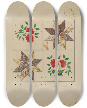 Triptych art skateboard deck of Daniel Fletcher Patchwork Quilt by Daniel Fletcher