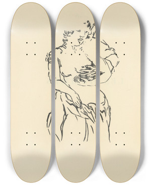 Triptych art skateboard deck of Pierre Bonnard Notes Sur Lamour Pl 01 by Pierre Bonnard (1867-1947)