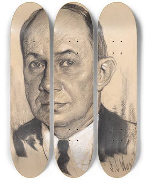 Triptych art skateboard deck of Samuel Johnson Woolf Donald Randall Richberg by Samuel Johnson Woolf (1880-1948)