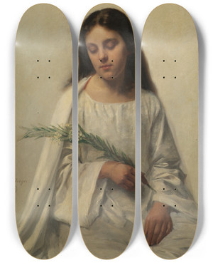 Triptych art skateboard deck of Tom Von Dreger Friede by Tom Von Dreger (1868-1948)