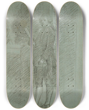 Triptych art skateboard deck of John Singleton Copley Study For John Adams by John Singleton Copley (1738-1815)