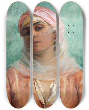 Triptych art skateboard deck of Theodoros Ralli Jeune Ottomane by Theodoros Ralli (1852-1909)