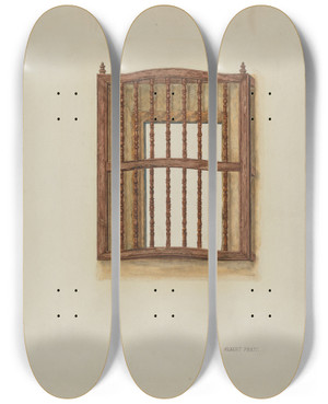 Triptych art skateboard deck of Albert Pratt Wood Grille by Albert Pratt