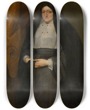 Triptych art skateboard deck of Anthony Van Dyck Infante Isabella Clara Eugenia by Anthony Van Dyck (1599-1641)