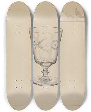 Triptych art skateboard deck of Charles Garjian Goblet by Charles Garjian