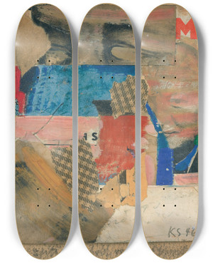 Triptych art skateboard deck of Kurt Schwitters Fr Edith Tschichold by Kurt Schwitters (1887-1948)