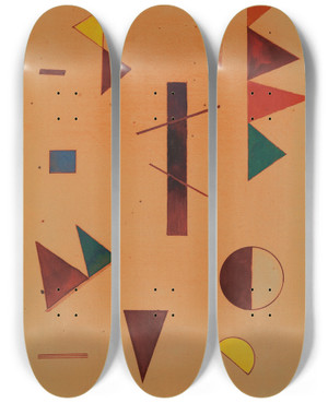 Triptych art skateboard deck of Wassily Kandinsky Zerstreut by Wassily Kandinsky (1866-1944)