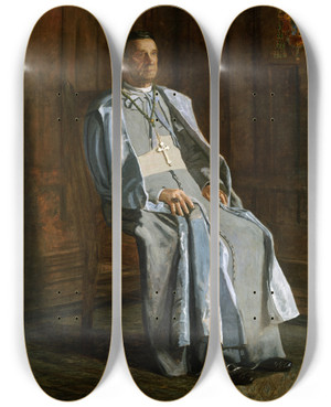 Triptych art skateboard deck of Thomas Eakins Archbishop Diomede Falconio by Thomas Eakins (1844-1916)