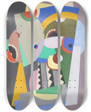 Triptych art skateboard deck of Georges Valmier Composition_3 by Georges Valmier (1885-1937)