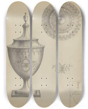 Triptych art skateboard deck of Simon Weiss Silver Sugar Bowl_1 by Simon Weiss