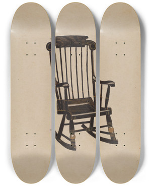 Triptych art skateboard deck of Genevieve Sherlock Boston Rocker_1 by Genevieve Sherlock