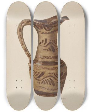 Triptych art skateboard deck of Betty Jacob Pitcher by Betty Jacob