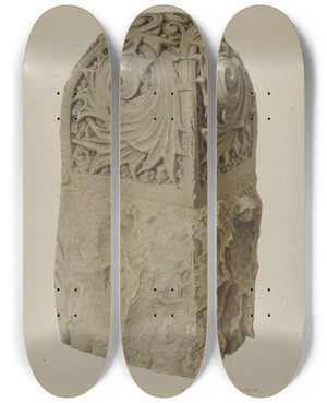 Triptych art skateboard deck of Rose Campbellgerke Stone Gate Post_1 by Rose Campbell Gerke (1882)