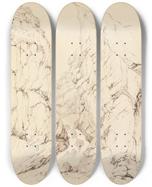 Triptych art skateboard deck of Joseph Farington Landscape 2 by Joseph Farington (1747-1821)