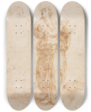 Triptych art skateboard deck of Lelio Orsi Ceres by Lelio Orsi (1511-1587)