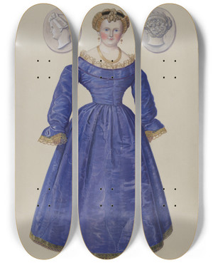 Triptych art skateboard deck of Eugene Croe Doll Eugenia by Eugene Croe (20-)