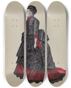 Triptych art skateboard deck of William Bos Doll Polly by William Bos
