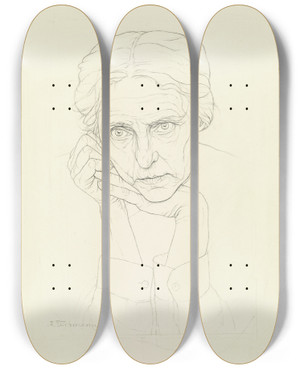 Triptych art skateboard deck of Ida Teichmann Selfportrait by Ida Teichmann