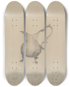 Triptych art skateboard deck of Henry Meyers Pewter Pitcher_3 by Henry Meyers (20-)