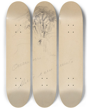Triptych art skateboard deck of James Ensor Rocaillemotief by James Ensor (1860-1949)