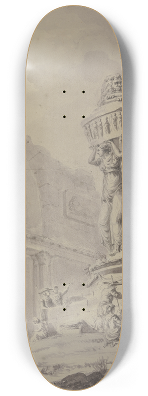 Jacques-Franois Blondel - Zwischen Resten eines rmischen Prachtgebudes tragen drei kolossale Karyatiden eine Vase mit einem Lwen 8.25 inch art skate deck