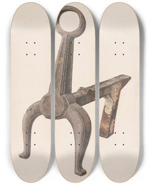 Triptych art skateboard deck of Eugene Bartz Andiron by Eugene Bartz