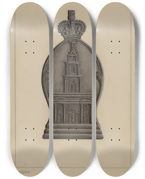 Triptych art skateboard deck of Herman Bader Firemark_5 by Herman Bader