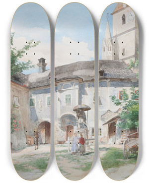 Triptych art skateboard deck of Hans Gtzinger 11 by Hans Gotzinger (1867-1941)