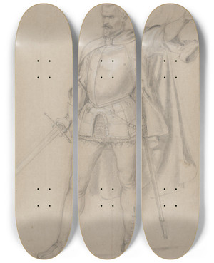 Triptych art skateboard deck of Adolph Tidemand Gustav Vasa_2 by Adolph Tidemand (1814-1876)
