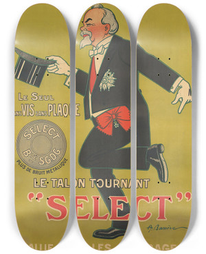 Triptych art skateboard deck of Adrien Barrre Select by Adrien Barrere (1874-1931)