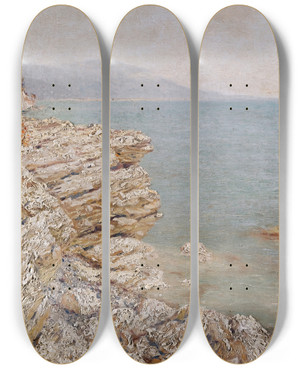 Triptych art skateboard deck of Nikolai Nikanorovich Dubovskoy Cliffs by Nikolai Nikanorovich Dubovskoy (1859-1918)