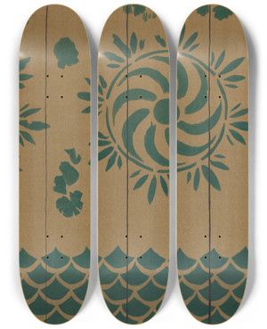 Triptych art skateboard deck of Michael Lauretano Stencilled Floor_1 by Michael Lauretano