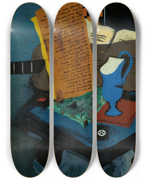Triptych art skateboard deck of John Graham Still Life by John Graham