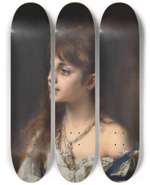 Triptych art skateboard deck of Alexei Harlamoff Young Model by Alexei Harlamoff (1840-1925)