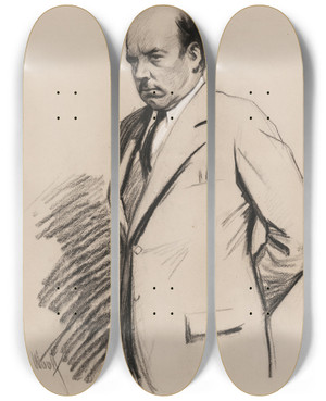 Triptych art skateboard deck of Samuel Johnson Woolf Igor Ivanovich Sikorsky by Samuel Johnson Woolf (1880-1948)