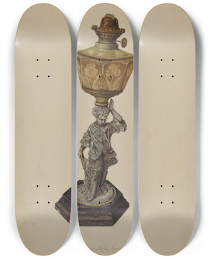 Triptych art skateboard deck of Lloyd Charles Lemcke Table Lamp by Lloyd Charles Lemcke