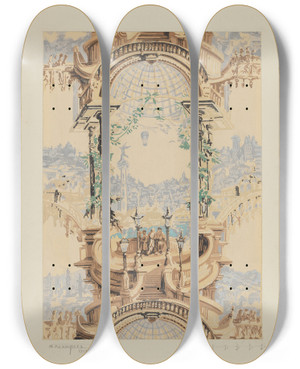 Triptych art skateboard deck of Nicholas Acampora Wall Paper_3 by Nicholas Acampora